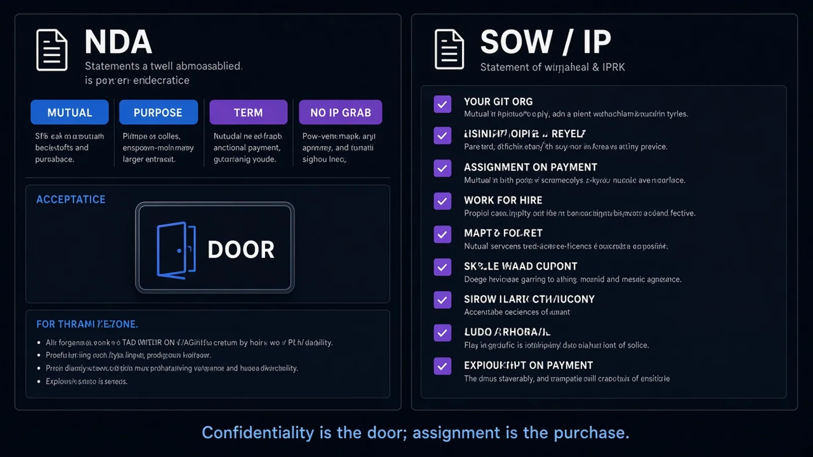 NDA protects the conversation; the SOW assigns the repository to the buyer